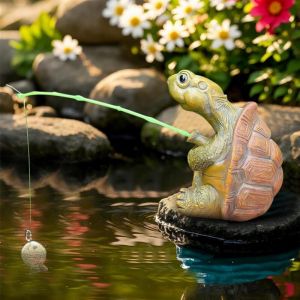Mini D&eacute;coration de Bassin - Figurines pour Jardin et Ext&eacute;rieur - Tortue, Panda, Grenouille, Cochon - Statues D&eacute;coratives en R&eacute;sine R&eacute;sistantes aux