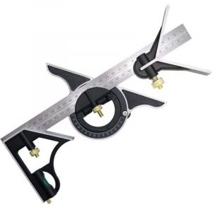 &Eacute;querre &agrave; Combinaison 300mm, &Eacute;querres de charpentier, R&egrave;gle d'angle en Acier Inoxydable, &Eacute;querre Combin&eacute;e avec Niveau &agrave; Bulle et Tire-Lignes