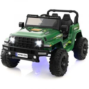 24V Voiture Électrique 2 Places Enfants avec Télécommande 2,4G Musique led Démarrage Lent 2 Vitesses Charge 35kg pour 3-8 Ans+ Vert CW9889 design in