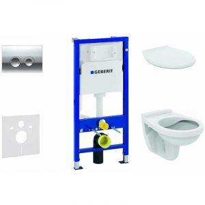 Duofix - Set d'installation pré-murale, cuvette Alpha avec abattant, plaque de déclenchement Delta21, chrome brillant 458.103.00.1 NR2 - Geberit