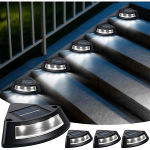 Lampe Solaire Exterieur Escalier, Lot de 4 IP65 &Eacute;tanche Lumiere Solaire Exterieur Jardin, LED Blanc Escalier &Eacute;clairage Lumi&egrave;re pour Jardin Chemin