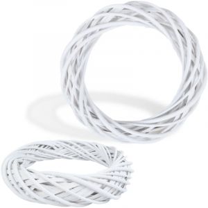 Couronne d&eacute;corative en osier &eacute;pais, blanche, 20 cm
