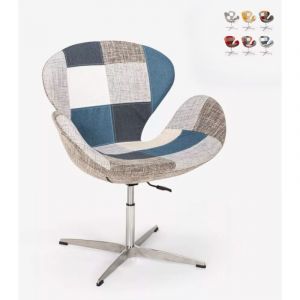 Fauteuil patchwork pivotant de salon style design moderne Stork - Patchwork 6