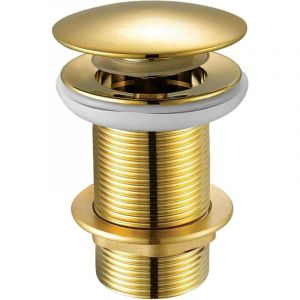 Bonde d'évier fendue en laiton massif, forme ronde, tête de champignon, en forme de dôme, finition dorée, pour salle de bain et cuisine, raccords