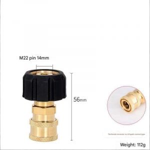 Adaptateur de nettoyeur haute pression M22 femelle vers 1/4, diam&egrave;tre int&eacute;rieur de 14 mm, connecteur rapide en laiton, raccord de tuyau &agrave; connexion