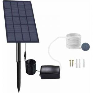Pompe &agrave; oxyg&egrave;ne Solaire enfichable 2.5W, Pompe Bassin Solaire, A&eacute;rateur d'aquarium, Pompe &agrave; air, A&eacute;rateur de p&ecirc;che, avec Tuyau Pierre &agrave; air, pour