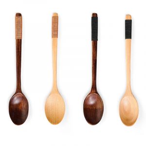 Basetbl - Cuill&egrave;re en bois naturel, cuill&egrave;re &agrave; caf&eacute; multifonctionnelle &agrave; manche long pour th&eacute; cuill&egrave;re &agrave; soupe au miel accessoires de cuisine