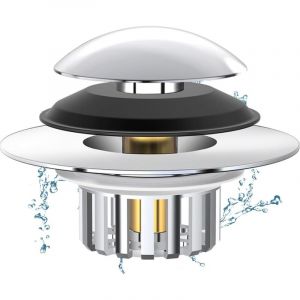 Bouchon de baignoire 2 en 1 avec r&eacute;cup&eacute;rateur de cheveux, bouchon escamotable et syst&egrave;me anti-obstruction pour bonde de baignoire de 3,7 &agrave; 4,6 cm de