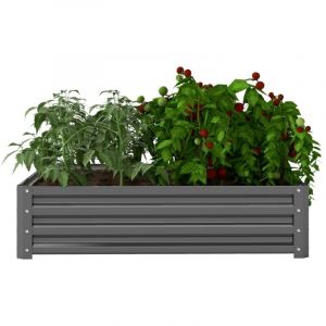 Carr&eacute; Potager En Acier Gris Clair 120x120x30 Cm Pour Jardin, Balcon Et Terrasse