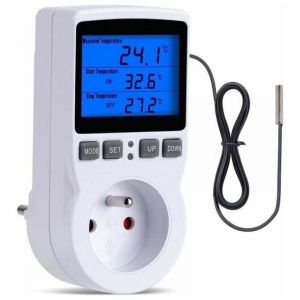 Lntyq - Prise Thermostat, Thermostat Terrarium avec Ecran lcd et Sonde, Regulateur de Température Numerique Thermostat Chauffage Refroidissement pour