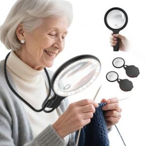 Loupe de cou avec &eacute;clairage pour travaux de pr&eacute;cision, loupe de poche &eacute;clair&eacute;e 5X de 138 mm pour la lecture de livres