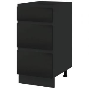 Casserolier Lovia Noir Mat L 40 cm - Porte avec poign&eacute;e int&eacute;gr&eacute;e Coulisses tiroir avec amortisseur Black