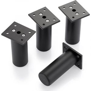 4pcs Pieds De Meuble Ajustable Pieds De Lit Rehausser Le Meuble Pied En Alliage D'aluminium Pour Sommier,Armoire,Table (Noir,Hauteur 100mm) - Aiducho