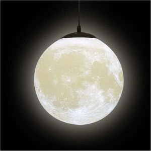 3D Moon Lustre-Lune Plafonnier lustre lune plafonnier planete suspension luminaire lune Restaurant Bar Maison Chambre d'Enfant Lustre LED(Ampoule