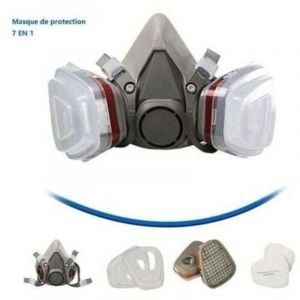 Masque de protection 7 en 1, masque de peinture, r&eacute;utilisable, avec filtre anti-poussi&egrave;re, masque respiratoire &agrave; gaz avec filtre spray, peinture,