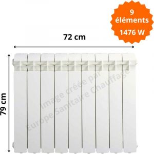 Radiateur aluminium vertical H.79 x 72 cm vox 700 Deville 1476 w