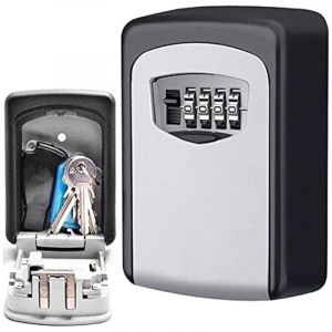 Bo&icirc;te &agrave; cl&eacute;s de s&eacute;curit&eacute;, bo&icirc;te &agrave; cl&eacute;s murale grise avec code &agrave; 4 chiffres, bo&icirc;te de rangement s&eacute;curis&eacute;e pour porte-cl&eacute;s pour maison, garage, &eacute;cole