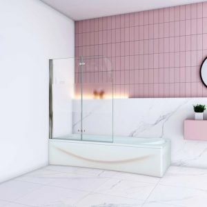 Aica Sanitaire - Pare baignoire avec une bonde d&eacute;poli central 120x140cm -verre en 6mm