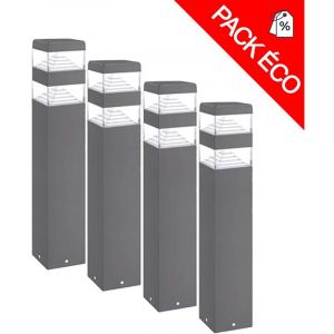 Pack de 4 bornes Pyramide Inox 32 LED SMD 9W Finition Anthracite 40 cm Lumihome&reg;