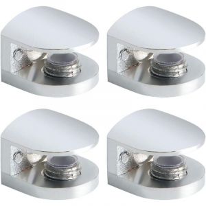 Support &Eacute;tag&egrave;re Verre R&eacute;glable de 5 &agrave; 8 mm, Support de Tablette en Verre Fixation Murale &agrave; Vis en Alliage de Zinc, Finition Chrome Poli 4 Pcs