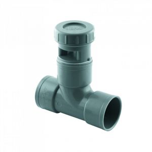 Interplast &ndash; T&eacute; anti vide 40 mm &ndash; Raccord femelle-femelle &ndash; PVC avec microbilles &ndash; Clapet d&eacute;montable pour entretien facile &ndash; Installation horizontale