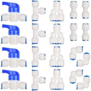 Ro Raccord Osmoseur de filtre à eau, Raccord Droit 1/4' (6MM) pour Tuyau de Filtre à Eau, Raccords pour Réfrigérateur Tubes de (Robinet Combiné de