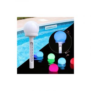 100×100×260)Thermomètre Piscine Flottant, Bassin à Énergie Solaire avec Lumière led Changement de Couleur, Facile à Lire la Nuit pour Spa, Bain