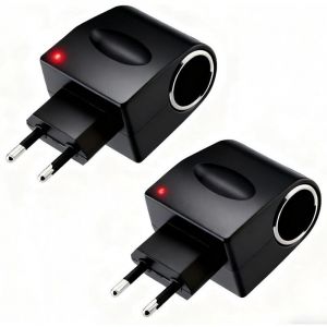2 Pi&egrave;ces Adaptateur Allume-Cigare Prise Secteur, Convertisseur 220v 12v, Transformateur 220V vers 12V Allume Cigare CA vers CC, Adaptateur Voiture