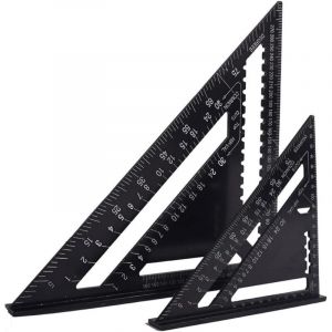 [JAMAIS UTILIS&Eacute;] Equerre Menuisier Multifonctions 18cm et 30cm, Triangle M&eacute;tal Aluminium R&egrave;gle &Eacute;querre Trusquin Guide Raporteur Angle 45 90