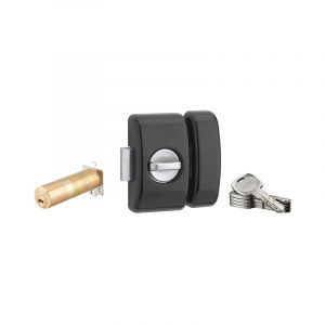 Thirard - Verrou à bouton Universel ajustable pour entrée, Transit 2, dim. cylindre de 35 à 80mm, acier, 5 clés, epoxy noir