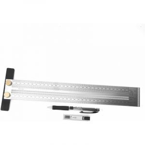 Règle de traçage en acier inoxydable, type T, règle de marquage, règle de précision Outil de mesure de charpentier pour le positionnement et le