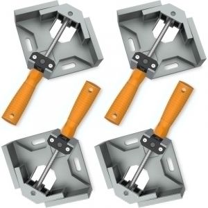 Étau d'angle, [4 PCS] Etau d'angle 90°en Alliage d'Aluminium, Pince à Angle Droit Outil de Serrage avec Poignée, Porte-étau avec Mâchoire Pivotante