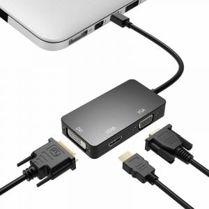 Sunxury - Adaptateur Thunderbolt 3-en-1 Mini Displayport vers hdmi dvi vga Noir