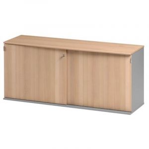 Gautier - Crédence 2 portes coulissantes hêtre ambré h 74 x l 160 cm - Jazz