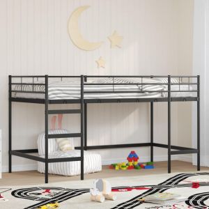 Lit mezzanine pour enfants Noir 99,5 x 200 cm Acier