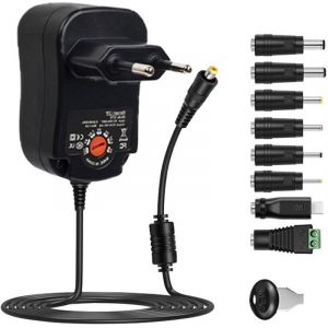 12W Adaptateur Secteur Universel AC DC 3V 4.5V 5V 6V 7.5V 9V 12V Transformateur d'alimentation &agrave; D&eacute;coupage avec 8 Connecteurs DC pour &eacute;lectroniques
