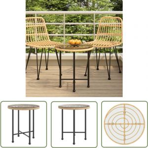 Table de salle &agrave; manger &Oslash;50 cm Verre tremp&eacute; et acier - Table De Jardin - Table Bistro - Table Ext&eacute;rieure - Table Ronde - Table En M&eacute;tal - The Living