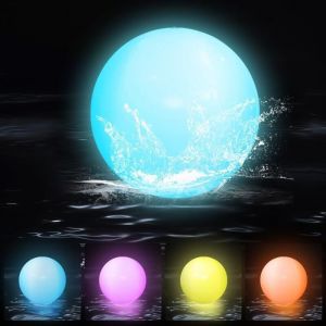 Pièces Boule Lumineuse Piscine Flottante, Lampe Flottante Piscine led Piscine à Couleurs Changeantes Étanche IP68 avec Télécommande Lumières