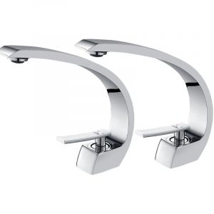 Auralum - Arc Mitigeur Robinet de Lavabo 2PSC Large Virage Robinet Cascade Mitigeur Evier Monocommand pour Lavabo Mitigeur Vasque à Poser Lave-main