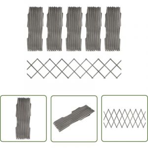 The Living Store - Clôture à treillis 5 pcs Gris Bois de sapin massif 180x30 cm - Clôture Bois - Clôture Jardin - Clôture Treillis - Clôture