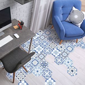 Stickers Sol Anti-d&eacute;rapant avec Protection - TOMETTES SOL SIMONIA - 60x135cm-10stickershexagones30x26cm