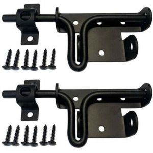 Verrous Loquet Porte &agrave; Boulon Coulissant Ext&eacute;rieur, Serrure de Porte avec Trou de Cadenas Inox Targette Loquet de Portail de Fermeture noir(2