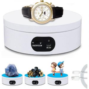 (blanc 120 x 45 mm) Plateau Tournant Electrique, Pr&eacute;Sentoir Rotatif &eacute;Lectrique, 360&deg;Photographie Automatique,Affichage Rotatif du Produit