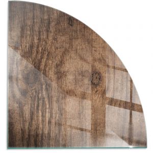 Plaque de protection de sol en verre pour chemin&eacute;e ou po&ecirc;le moderne anti-chaleur et &eacute;tincelles Motif de bois naturel 1/4 100x100 cm
