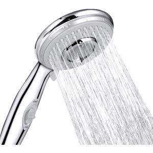 Universal High Pressure Shower Head, 5 Water Saving Modes and Hand Shower Switch Button Shower Head for Bath and Spa-Stainless Steel