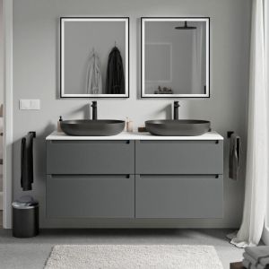 BERNSTEIN - Meuble sous vasque suspendu pour lavabo à poser, 4 tiroirs pivotants - Garantie 5 ans - 119,8x45,5x62cm - VIREO - Couleur meuble, Couleur