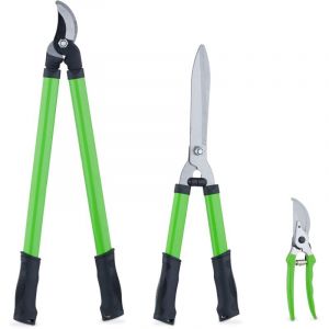 Relaxdays Lot d&rsquo;Outils de Jardinage, pour Bois Vert, s&eacute;cateur, cisaille & Taille-haie Manuel, Lame en Acier, Vert