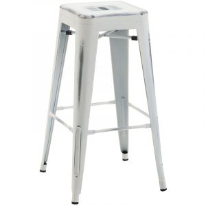 CLP - Tabouret de style industriel dans un effet vieilli en métal robuste diverses couleurs colore : Blanc