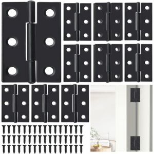 24PCS Charniere Porte Charniere Invisible 34 55mm Charnière Plate Charniere Noire Porte Placard Charnières de Porte Amovibles Charnières de Porte à