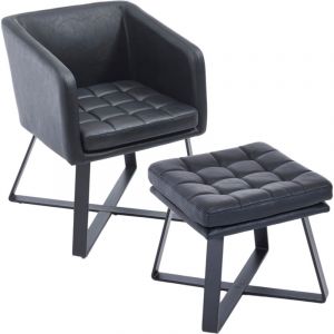 Wahson Office Chairs - Fauteuil de Salon Scandinave avec Repose Pieds Fauteuil Coiffeuse Rembourr&eacute;, Washon, Noir